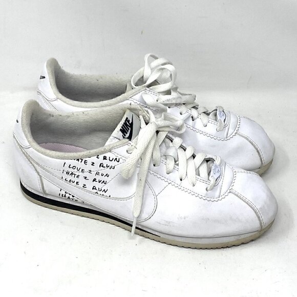 Nike Cortez x Nathan Bell White Sneakers Mens Size 8 - Picture 1 of 8